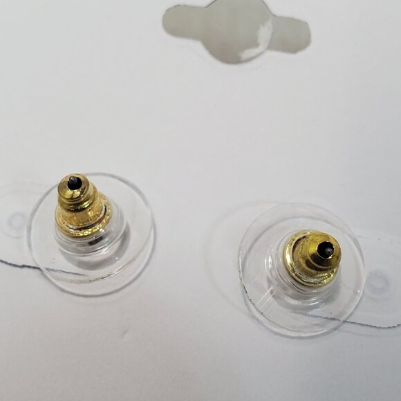 Target 2 pairs for $18 3D Flower pierced Earrings - Gold/White 1 inch diameter - Picture 6 of 7